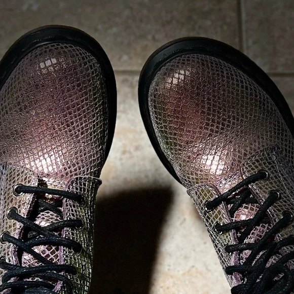 Dr. Marten Pascal Boots Violet Mirror Iridescent Rainbow Mermaid Suede Leather - Picture 16 of 16